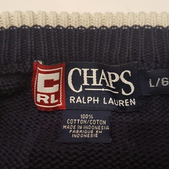 RALPH Lauren Chaps Men's Large Sweater Navy 100%  Cotton - Picture 3 of 11